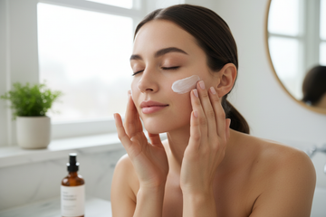 girl using moisturizer